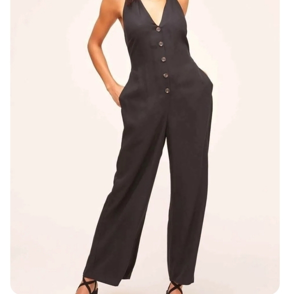 NEW ASTR The Label Kris Halter Jumpsuit Black Sleeveless - Picture 1 of 6